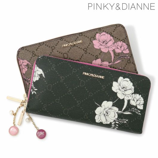 ピンキーアンドダイアン　ピンキー＆ダイアン 長財布 レディース<br> PDLWCET4 フラワーペイント PINKY&DIANNE ラウンドファスナー カード収納 大容量 花柄