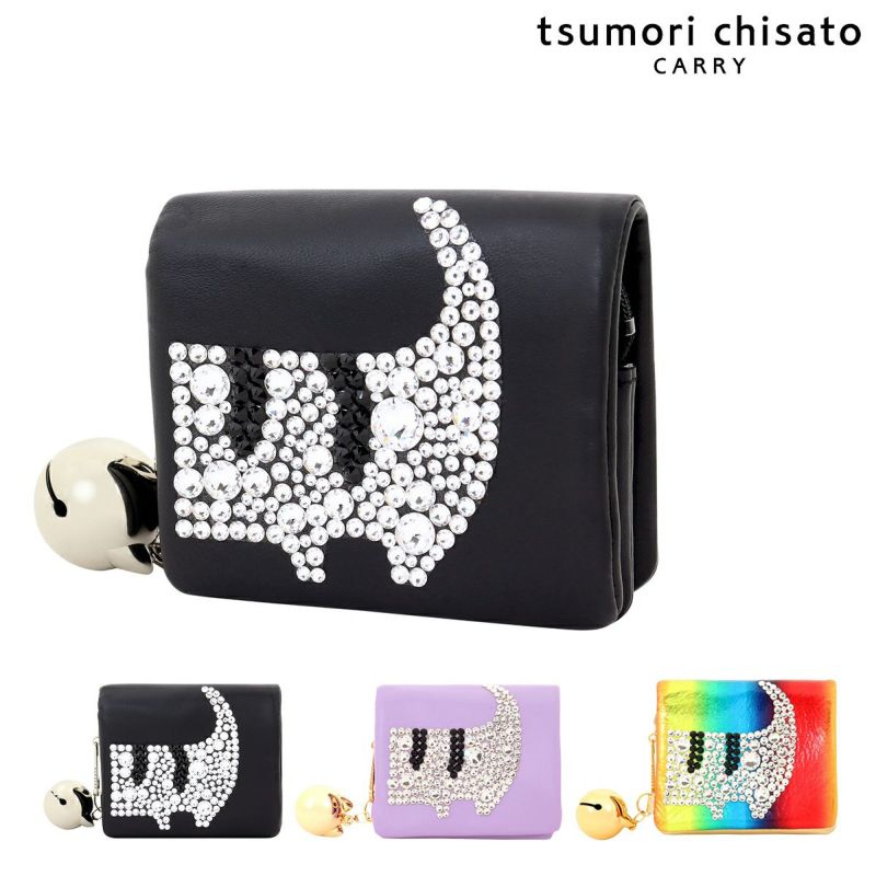 【レビュー投稿で+5％還元】ツモリチサト キャリー 二つ折り財布 本革 tsumori chisato CARRY キラネコ レディース 57332 日本製 │ ミニウォレット レザー 猫 ネコ 鈴 チャーム ラインストーン 開運 一粒万倍日 クリスマス_mp クリスマス_wp 000000133556-01-l.jpg?t=
