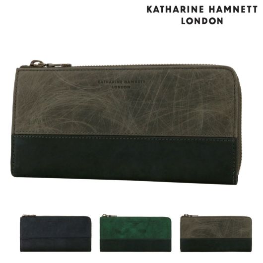 KATHARINE HAMNETT LONDON◇長財布 レザー BLK メンズ 最大88％オフ