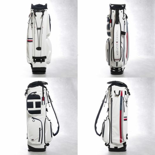 トミー ヒルフィガー フード付き キャディバッグ 9型 6分割 ホワイト TOMMY HILFIGER】トミーヒルフィガー カートキャディバッグ