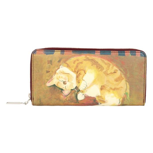 マンハッタナーズ 長財布 ラウンドファスナー 本革 猫 ねこ ネコ