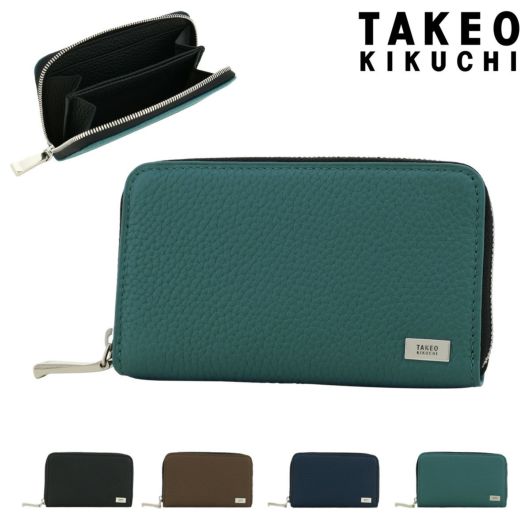 タケオキクチ 小銭入れ 本革 大きめ メンズ<br> 733603 ビル TAKEO KIKUCHI ラウンドファスナー コインケース 大容量 レザー 牛革