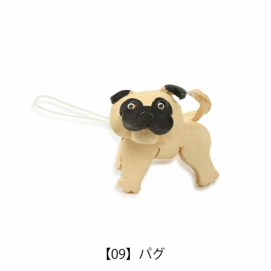 ストラップ 犬 キーホルダー 革 かわいい 本革 MG-084 日本製│牛革