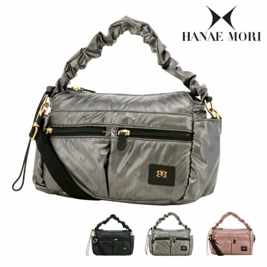 美品 クロコレザー型押し切替】HANAE MORI レディース ハンドバッグ