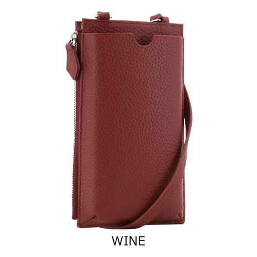 ラ・クローゼット スマホポーチ スマホショルダー 本革 レディース