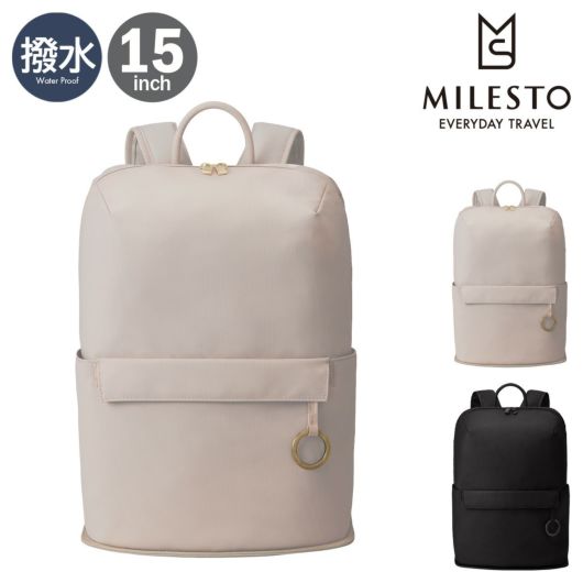 ミレスト リュック 15インチ プント・エ・リーネア レディース メンズ <br>MLS873 MILESTO Punto & Linea|フロントポケットバックパック 撥水 リュックサック バックパック デイパック キャリーオンバッグ シンプル 通学 通勤