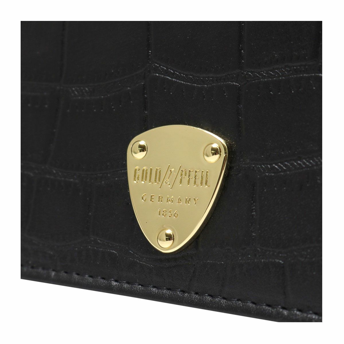 ゴールドファイル 長財布 かぶせ 本革 クロコ型押し レディース