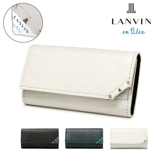 ランバンオンブルー キーケース 本革 4連 メンズ <br>513621 アクア LANVIN en Bleu レザー 牛革 クリア