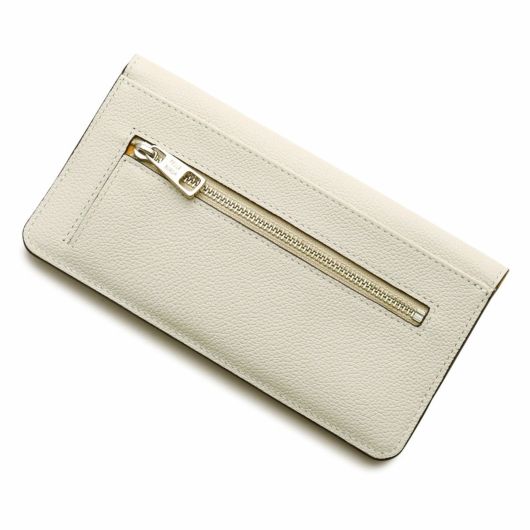 【美品✨】PELLE BORSA 本革 かぶせ レター型 アイボリー レザー ペレボルサ 長財布 本革 かぶせ レディース 7201 ベリーグッズ