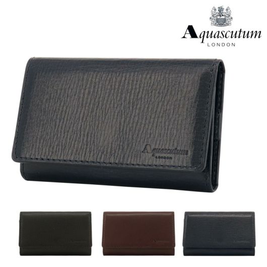アクアスキュータム キーケース 本革 メンズ アルチザン<br> AQW-12085122 日本製 Aquascutum | 4連 牛革 レザー
