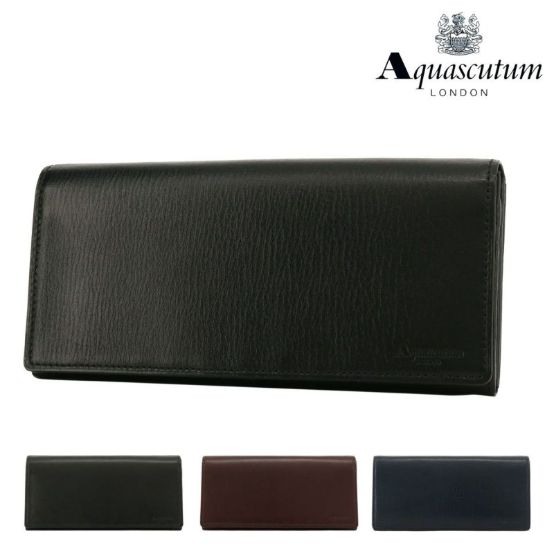 アクアスキュータム 長財布 かぶせ 本革 メンズ アルチザン AQW