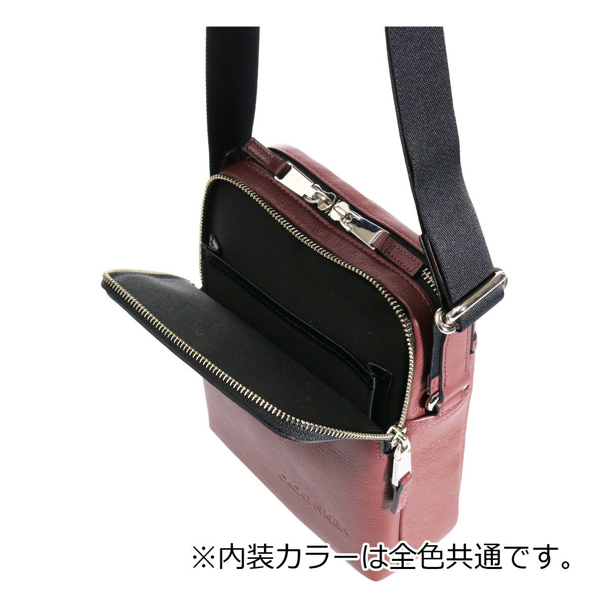 シーケー カルバンクライン ショルダーバッグ 縦型 撥水 本革 メンズ 
