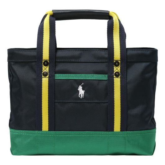 POLO RALPHLAUREN ミニボストンバッグ ネイビー イエローロゴ