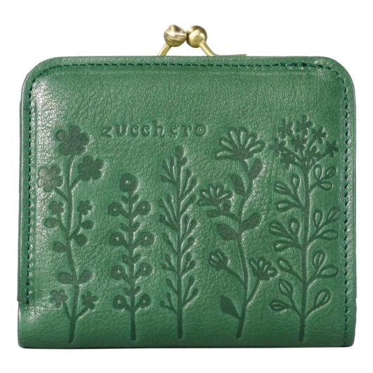 ズッケロ 財布 がま口 本革 花柄 コンパクト 日本製 レディース　新品　収納 ズッケロ 財布 がま口 本革 花柄 コンパクト 日本製 レディース 新品 GN