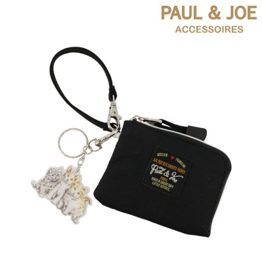 ポールアンドジョーアクセソワ パスケース コインケース レディース ワッペン・スリーキャッツ<br> PJA-W1111 PAUL&JOE ACCESSOIRES 小銭入れ 定期入れ 猫 アクリルキーホルダー