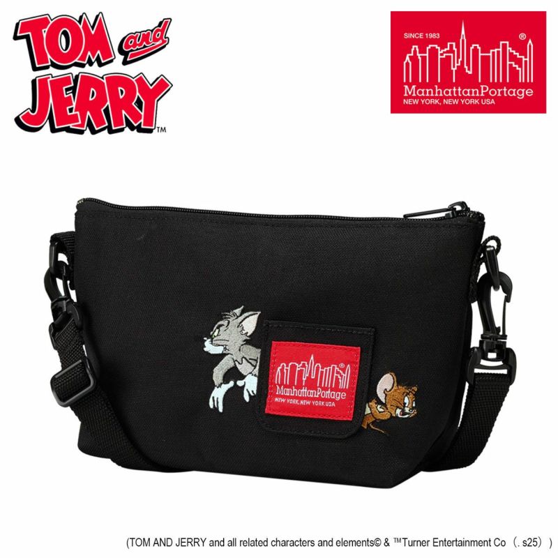 トムとジェリー メッセンジャーバッグ ブラック キッズ用 トムとジェリー Tom and Jerry ショルダーバッグ 小さめ ミニ