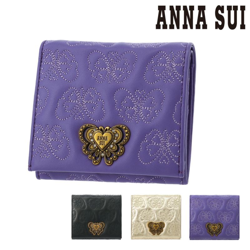 ANNA SUI アナスイ 二つ折り財布 がま口 本革 レディース