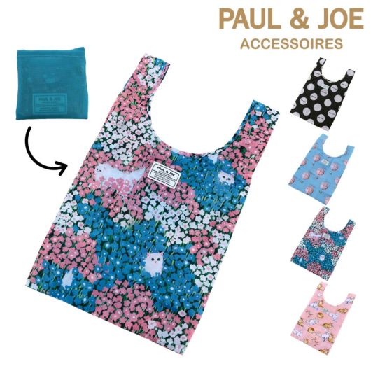 ポールアンドジョーアクセソワ エコバッグ PJA-E1131 <br>PAUL&JOE ACCESSOIRES 折りたたみ 猫 ネコドット 水玉 気球 花柄