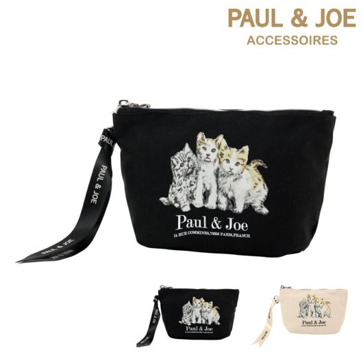 ポール＆ジョーアクセソワ ポーチ レディース スリーキャッツ <br>PAUL&JOE ACCESSOIRES PJA-P1011 化粧ポーチ コスメポーチ キャンバス ネコ ねこ 猫 かわいい
