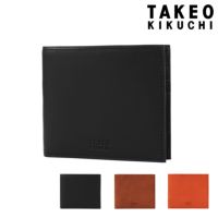 【未使用に近い】タケオキクチ 二つ折り財布 ブラック 小銭入れ付き TAKEO KIKUCHI タケオキクチ CLERK クラーク 二つ折り財布 小銭