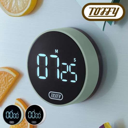 トフィー キッチンタイマー <br>K-KU22 Toffy｜大画面ダイヤルタイマー 乾電池式 アラーム 磁石 マグネット ストップウォッチ キッチン家電 レトロ おしゃれ かわいい 6ヶ月保証