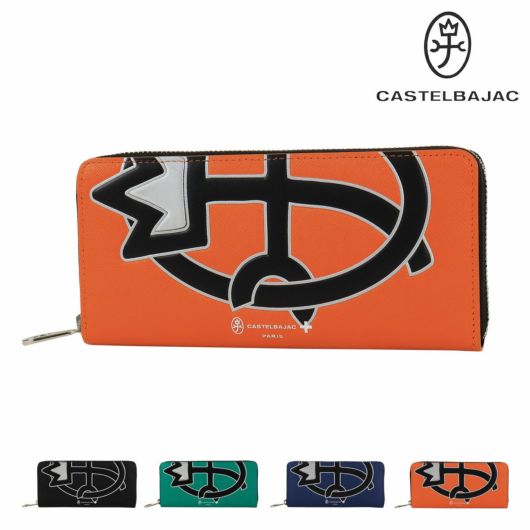 カステルバジャック 長財布 本革 ラウンドファスナー メンズ