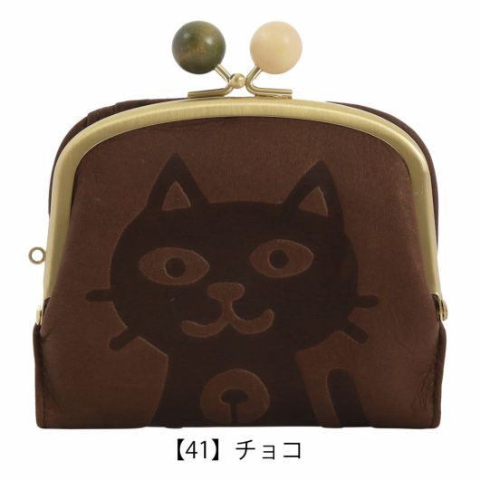 猫 二つ折り財布 がま口 本革 レディース 日本製 ジュジュアンド 猫 二つ折り財布 がま口 本革 レディース 日本製 ジュジュアンド
