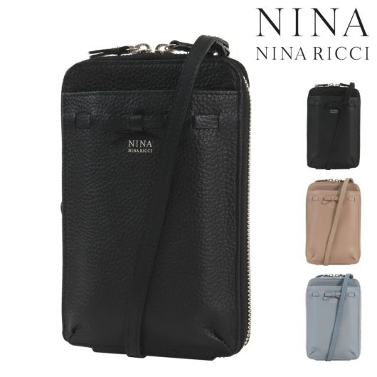ニナ・ニナ リッチ スマホショルダー 本革 レザー ヴィーナス パース 35-3111 <br>NINA NINA RICCI ショルダーバッグ ミニ財布 型押し 牛革 レディース VENUS PURSE