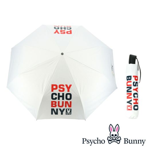 サイコバニー ゴルフ 折り畳み傘 パラソル メンズ レディース<br>PBMG4FEX Psycho Bunny 折りたたみ 晴雨兼用 UVカット 遮熱 遮光 軽量