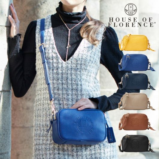 ハウスオブフローレンス ショルダーバッグ ミニショルダー スクエア 本革 レディース <br>001023CI Primo House of Florence | 型押し エンボス 牛革 レザー