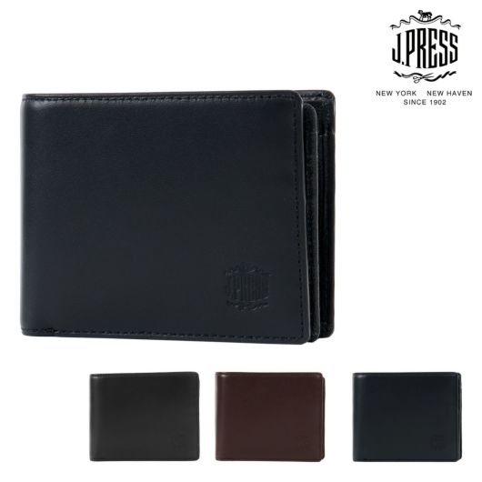 ジェイプレス 二つ折り財布 シープ×ゴード メンズ 7762 <br>J.PRESS ベラ付き札入れ 羊革 やぎ革 レザー