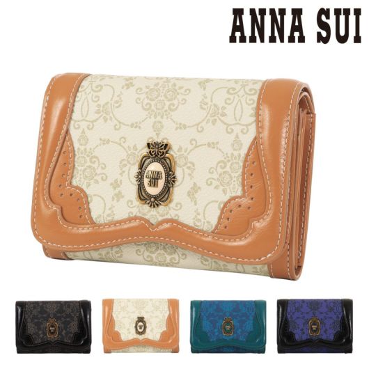 アナスイ 二つ折り財布 レディース リーブル<br> 317881 ANNASUI | ミニ財布 ダマスク 総柄 軽量