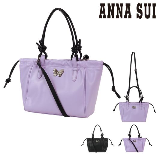 アナスイ ショルダーバッグ 巾着 エイミー レディース<br> 317791 ANNASUI | 2WAY トートバッグ 蝶