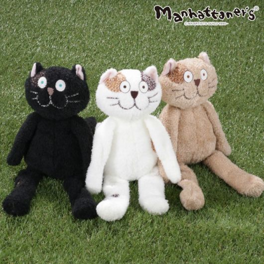 マンハッタナーズ ぬいぐるみ 座る 猫 ねこ Mサイズ ネコ くたくた猫 <br>77-0525 Manhattaner's アニマル 動物 ギフト かわいい