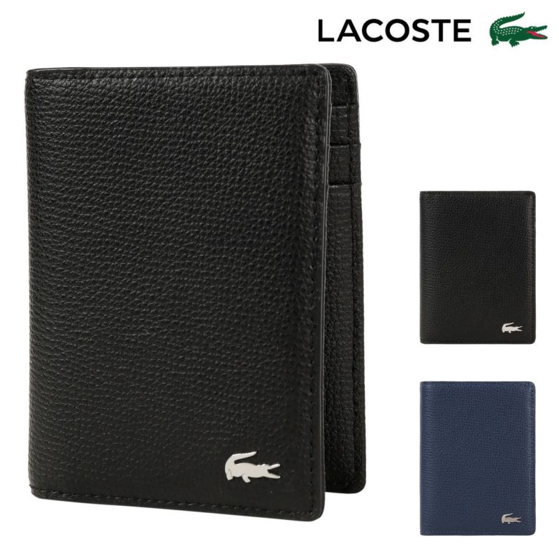LACOSTE 財布 モノグラム RFID 二つ折りレザーウォレット メンズ