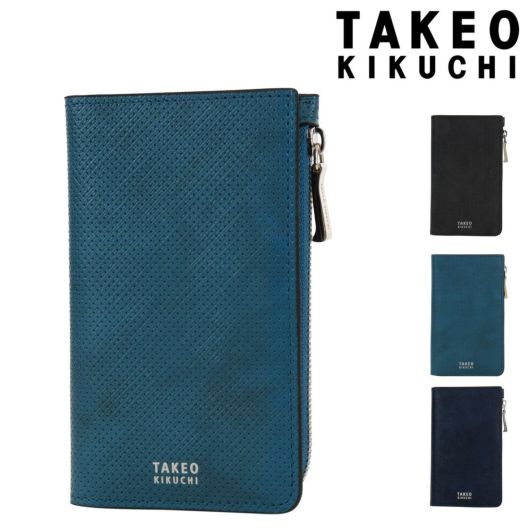 タケオキクチ カードケース カード入れ 小銭入れ 二つ折り ビジネス オフィス カジュアル メンズ <br>752601 オルフェーノ TAKEO KIKUCHI 牛革 レザー 本革