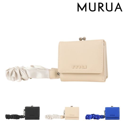 ムルーア ミニウォレット ギャザーチャーム スナップボタン MR-W1332 レディース <br>MURUA 三つ折り財布 サイフ 婦人