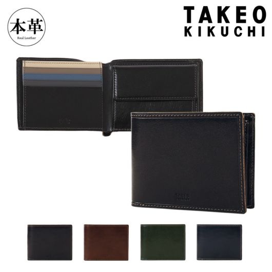 タケオキクチ 財布 二つ折り 二つ折り財布 メンズ レディース ミニ財布 ハーフウォレット 小銭入れ 札入れ Idea イデア 756604 <br>TAKEO KIKUCHI 本革 牛革 レザー