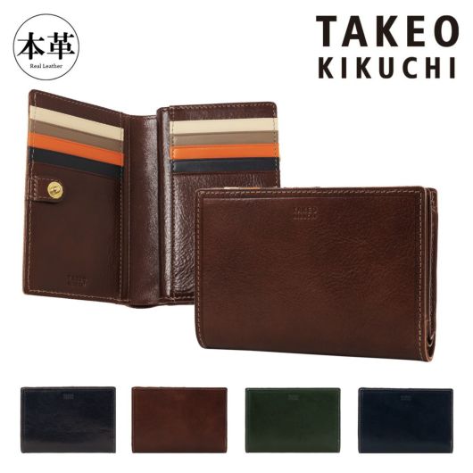 タケオキクチ 財布 二つ折り 二つ折り財布 ミドルウォレット セミ長札 カード入れ 札入れ 小銭入れ メンズ レディース Idea イデア 756605 <br>TAKEO KIKUCHI 本革 牛革 レザー