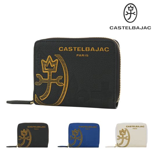 カステルバジャック 財布  メンズ 二つ折り 二つ折り財布 ベラ付き ラウンドファスナー カヌレ 035623 <br>CASTELBAJAC サイフ レザー 本革 牛革 カジュアル コンパクト