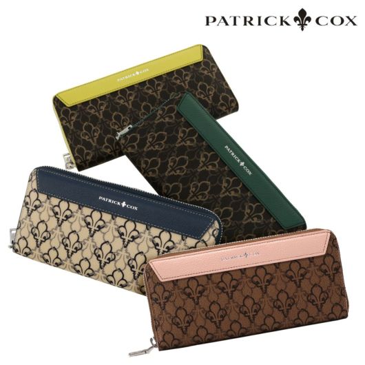 パトリックコックス 長財布 ラウンドファスナー バロン2 PXLWDCT2 <br>PATRICK COX |  軽量 総柄 バイカラー ユリの紋章