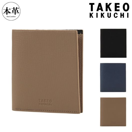 タケオキクチ 二つ折り財布 本革 軽量 メンズ <br>744613 クラーク TAKEO KIKUCHI 札入れ 小銭入れなし 薄型 レザー 財布 二つ折り