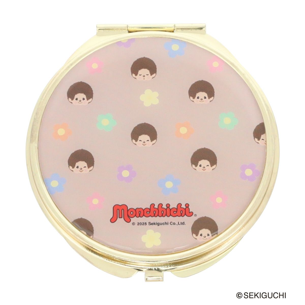 フェイス総柄/ピンクベージュ