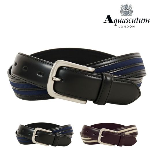 アクアスキュータム ベルト ロングサイズ 本革 バックルタイプ メンズ