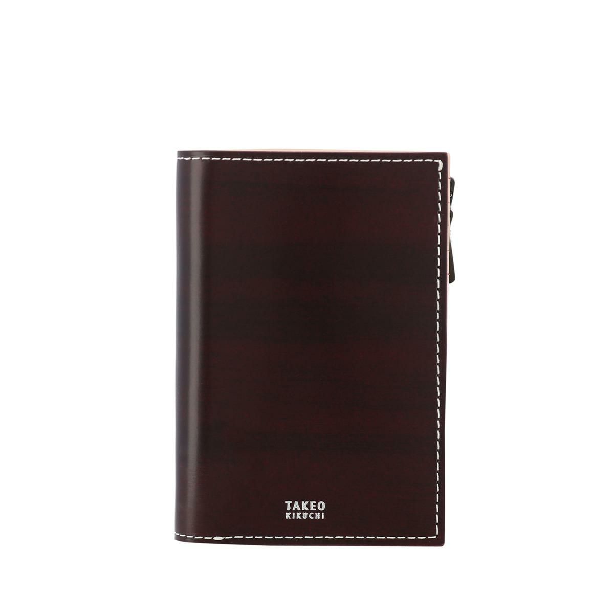 店舗在庫詳細 タケオキクチ 二つ折り財布 ミニ財布 フォード メンズ Takeo Kikuchi 牛革 本革 レザー コードバン調 サックスバー 岡山イオンモール店