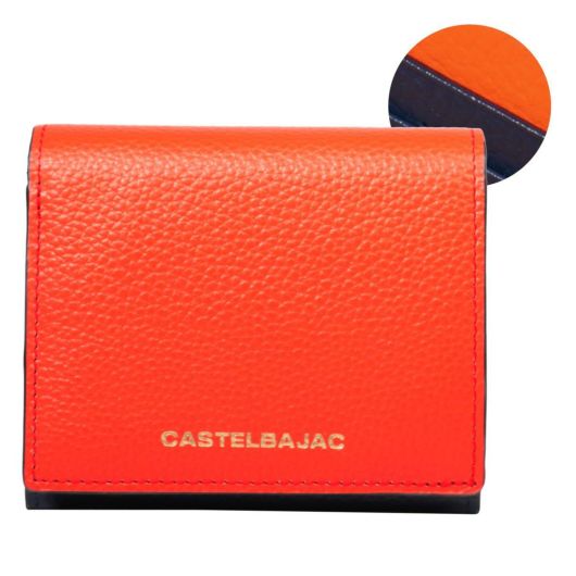 CASTELBAJAC カステルバジャック 牛革 2つ折り財布 オレンジ-