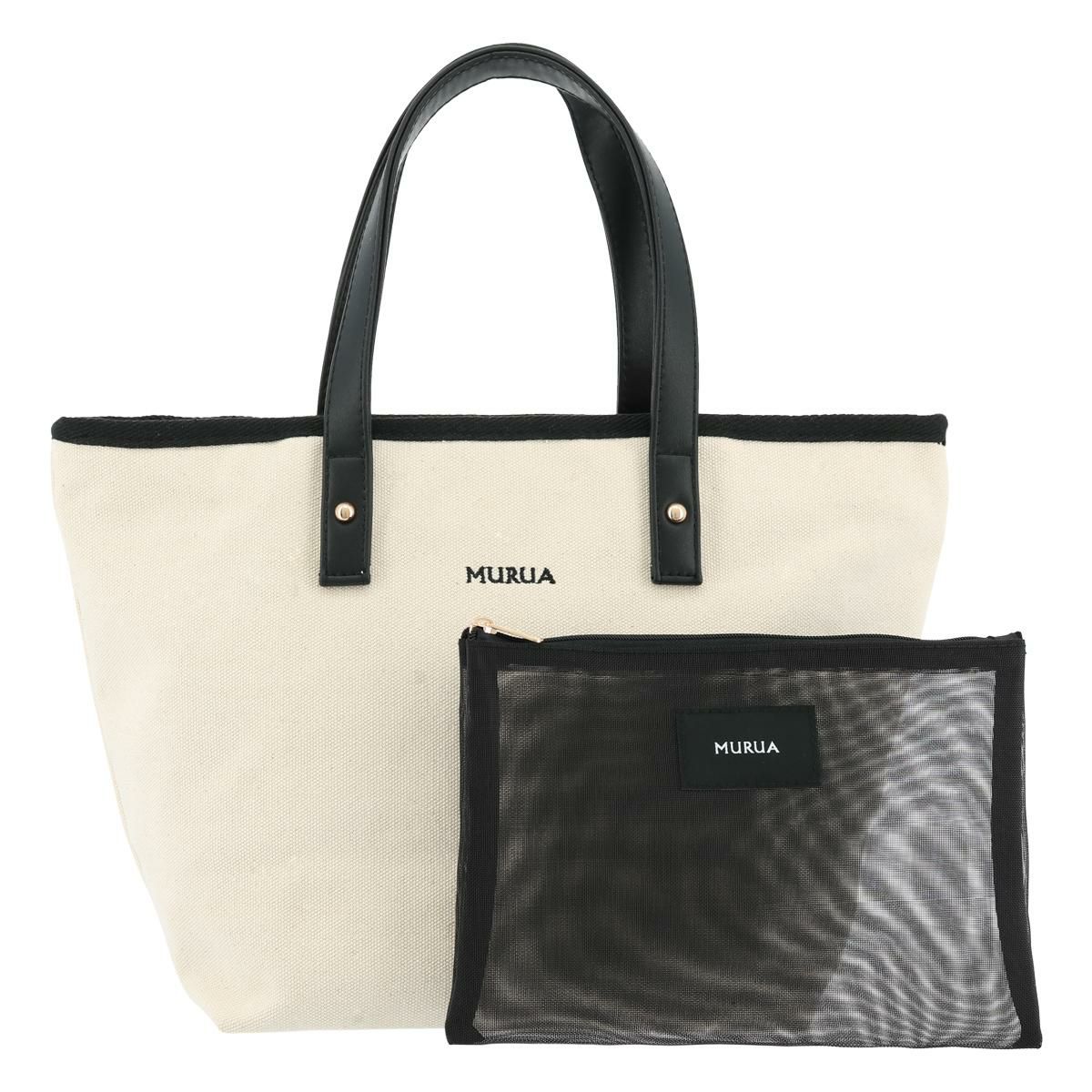 ムルーア トートバッグ キャンバス レディース Mr B2 Murua ミニトート ポーチ付き サックスバー ネット公式通販サイト