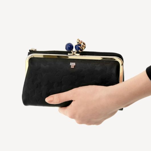 アナスイ 長財布 二つ折り 本革 猫 がま口 プレイングキャット
